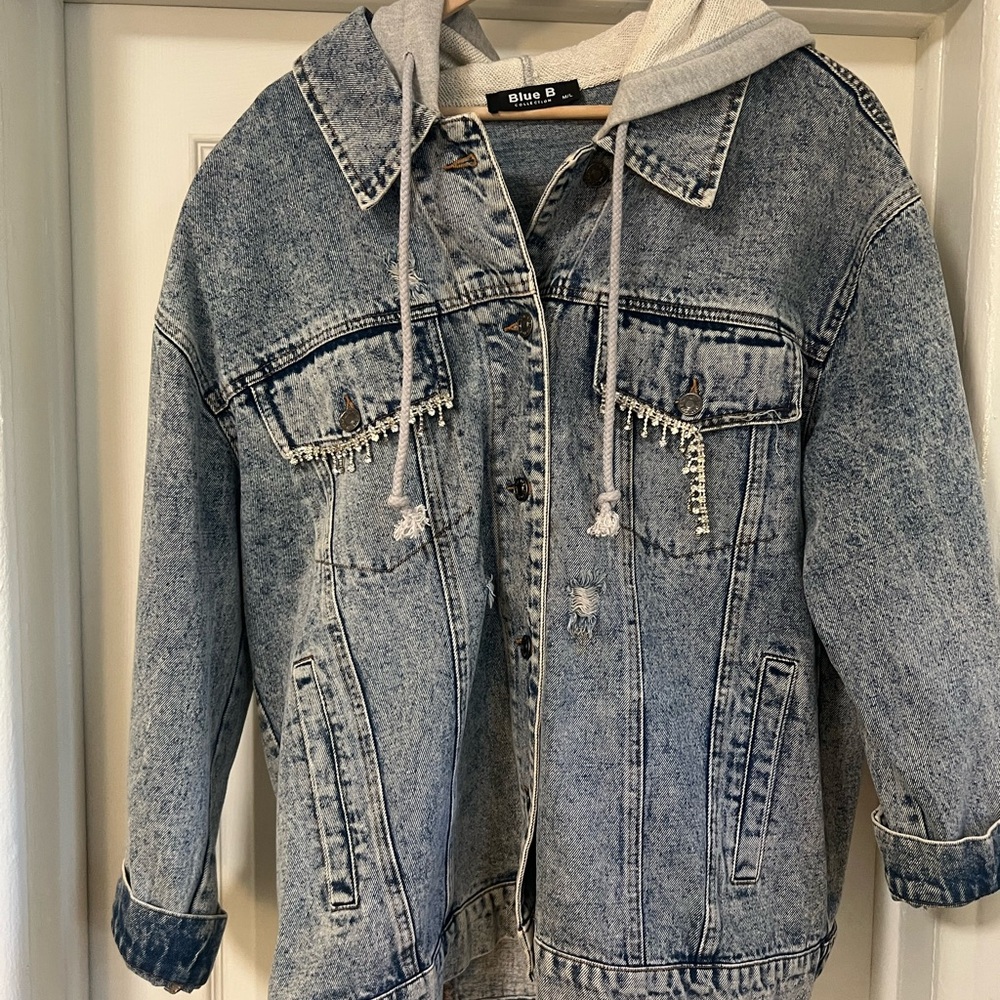 Blue Denim Jacket with Hood